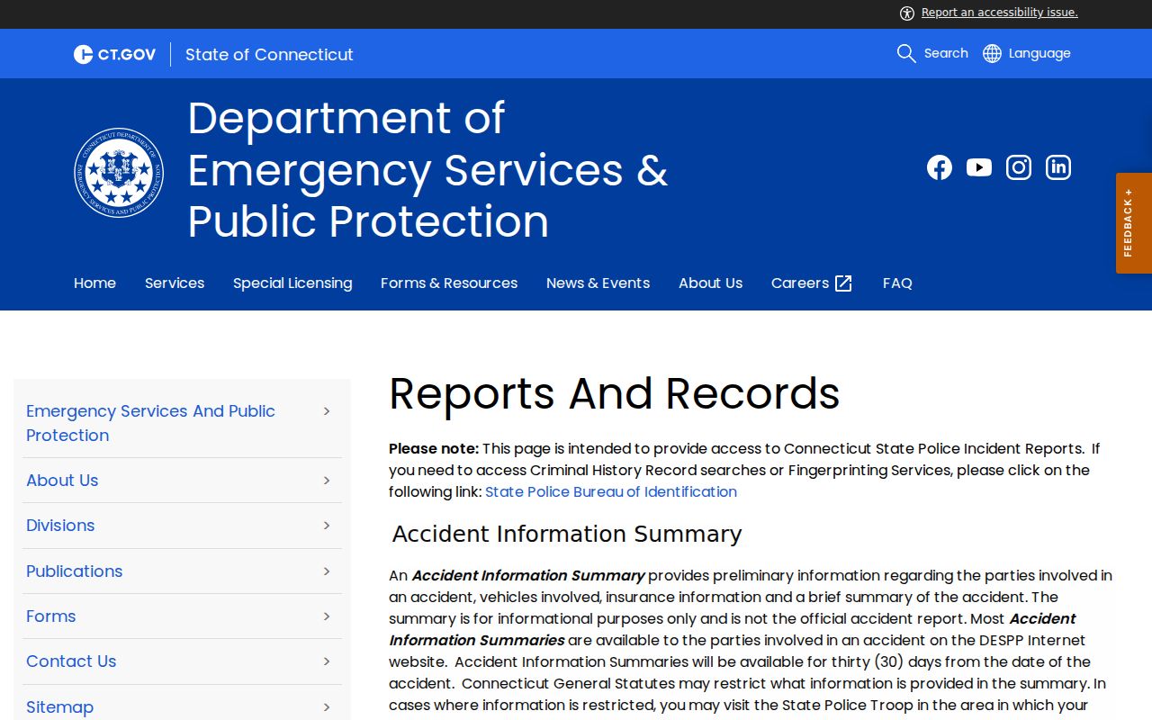 Hartford County criminal history State Police report channels