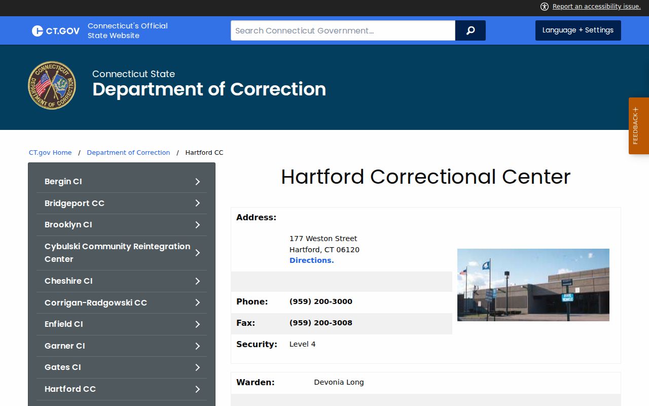 Hartford County criminal history Hartford Correctional Center profile