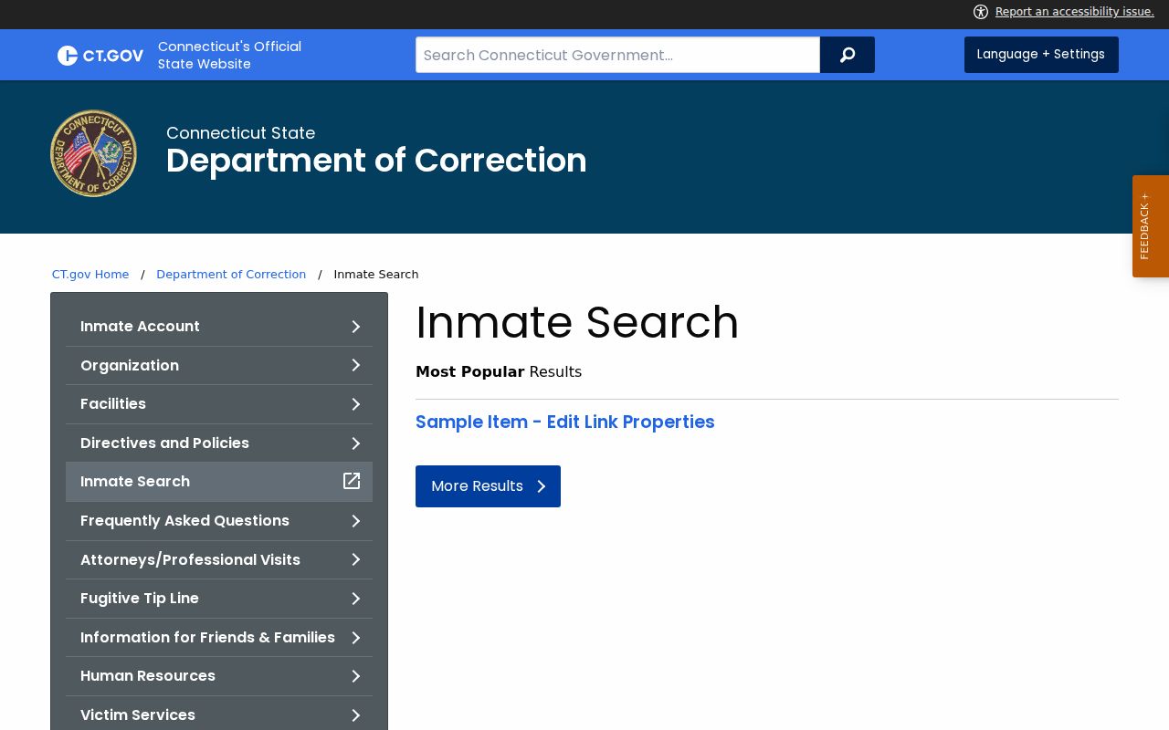 Hartford County criminal history CT DOC inmate search
